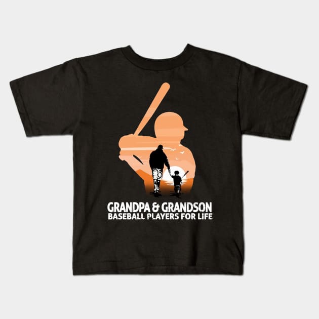 Grandpa & Grandson Baseball Players For Life Costume Gift Kids T-Shirt by Ohooha